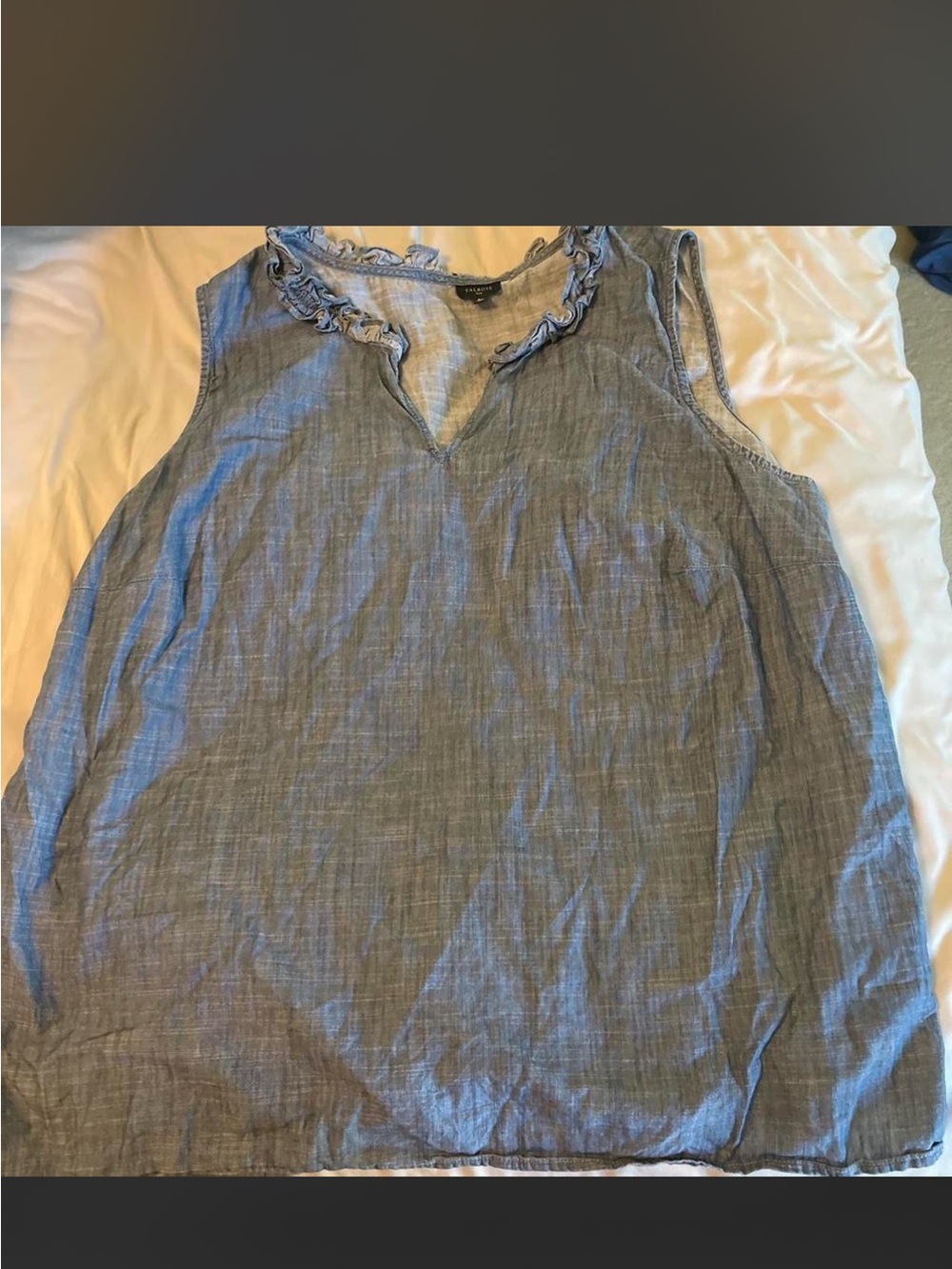 Talbots Light Blue Ruffle Neck Sleeveless Camisole